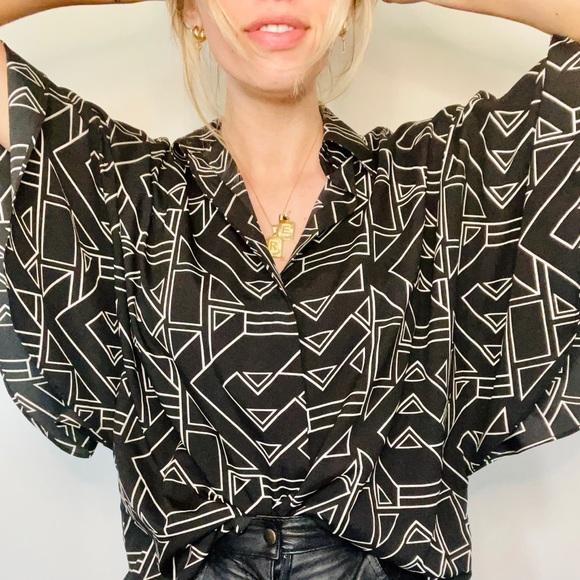 Ralph Lauren Geometric Button-Down Blouse - Picture 3 of 4